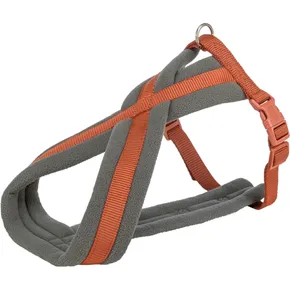 Nylonový postroj PREMIUM podšitý, rezavá/grafit L-XL:hruď:70-110cm/25mm